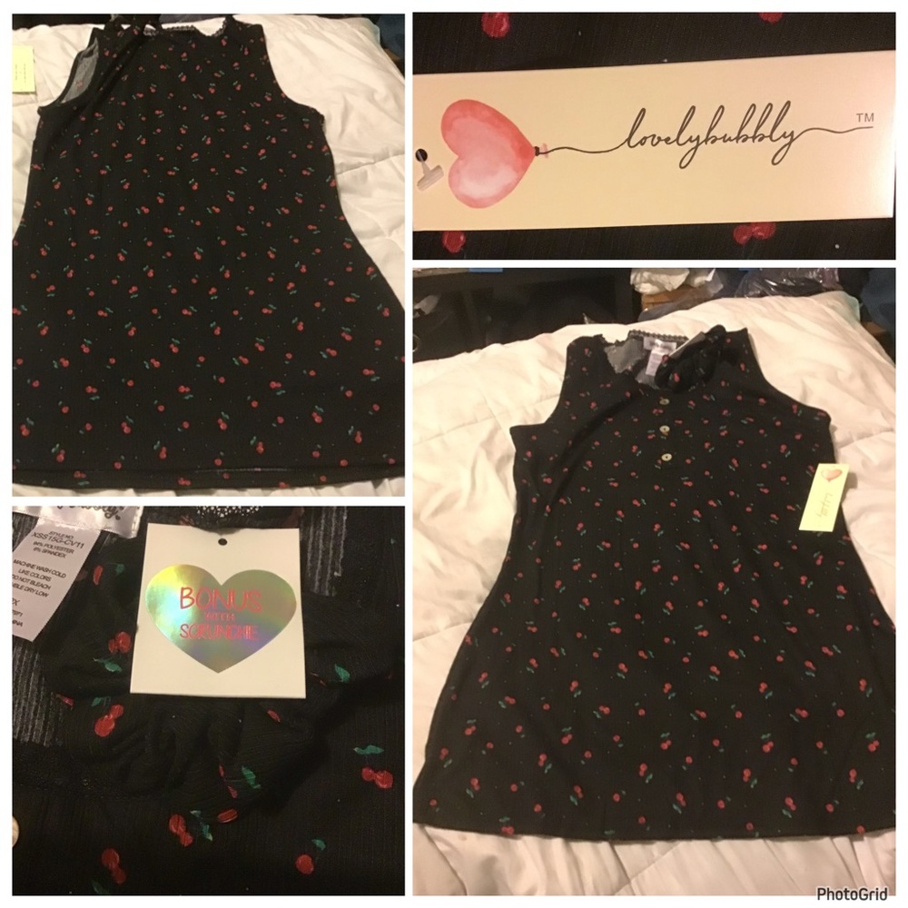Lovely Bubbly 2X plus size black cherry tank top with scrunchie NWT